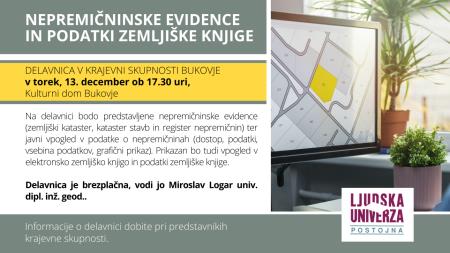 Vabilo na delavnico Nepremičninske evidence in podatki zemljiške knjige 1